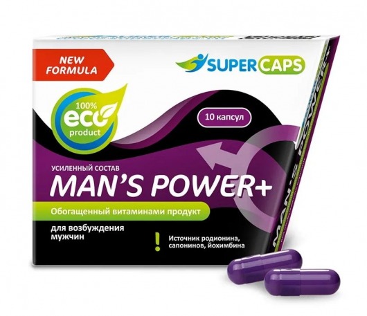 Возбуждающее средство для мужчин Mans Power plus - 10 капсул (0,35 гр.) +1 в подарок - SuperCaps - купить с доставкой в Саратове