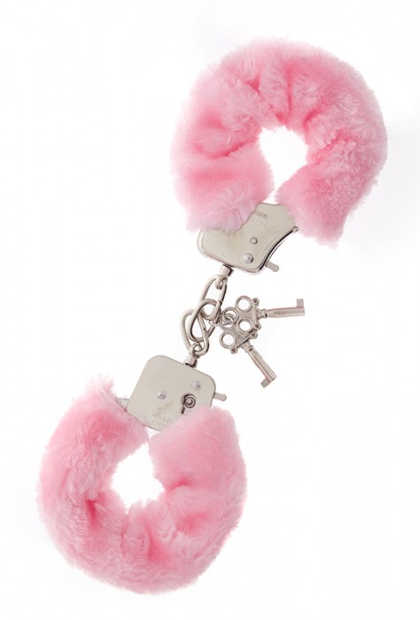 Металлические наручники с розовой меховой опушкой METAL HANDCUFF WITH PLUSH PINK - Dream Toys - купить с доставкой в Саратове