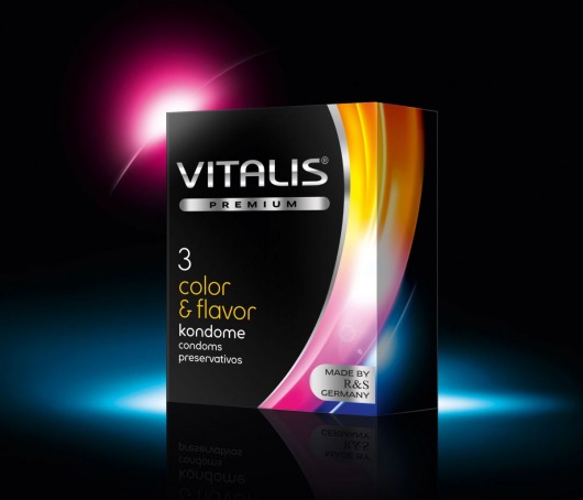 Цветные ароматизированные презервативы VITALIS PREMIUM color   flavor - 3 шт. - Vitalis - купить с доставкой в Саратове