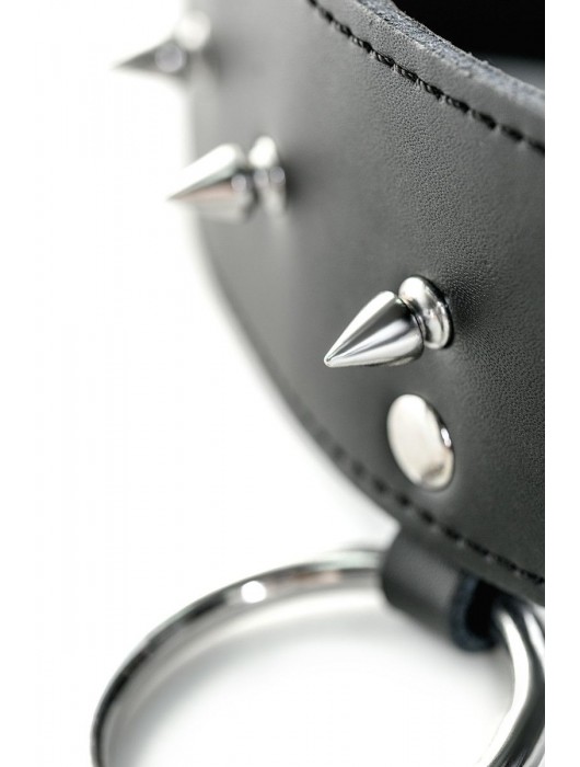 Чёрный кожаный ошейник с шипами - ToyFa - купить с доставкой в Саратове