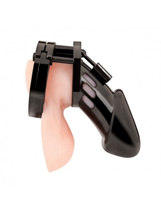 Черная акриловая клетка целомудрия для члена с замком - BlueLine - купить с доставкой в Саратове