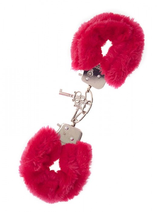 Металлические наручники с красной меховой опушкой METAL HANDCUFF WITH PLUSH RED - Dream Toys - купить с доставкой в Саратове