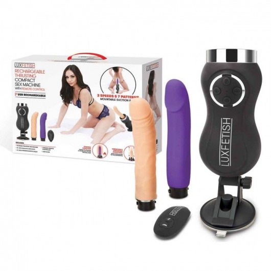 Портативная секс-машина Thrusting Compact Sex Machine c 2 насадками - Lux Fetish - купить с доставкой в Саратове