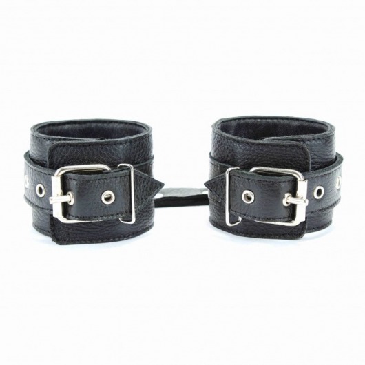 Чёрные кожаные оковы с клепками - БДСМ Арсенал - купить с доставкой в Саратове
