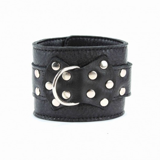 Чёрные кожаные оковы с клепками - БДСМ Арсенал - купить с доставкой в Саратове