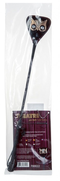 Чёрный стек с совой на кожаном наконечнике - 24 см. - ToyFa - купить с доставкой в Саратове