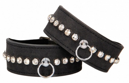 Черные поножи Diamond Studded Ankle Cuffs - Shots Media BV - купить с доставкой в Саратове