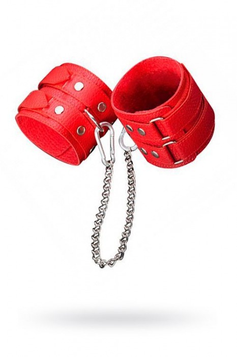 Кожаные красные оковы с цепочкой - Sitabella - купить с доставкой в Саратове