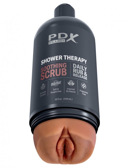 Мастурбатор-вагина цвета карамели Shower Therapy Soothing Scrub - Pipedream - в Саратове купить с доставкой