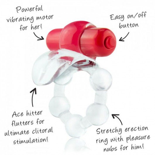 Виброкольцо с язычком и красным виброэлементом Overtime - Screaming O - в Саратове купить с доставкой
