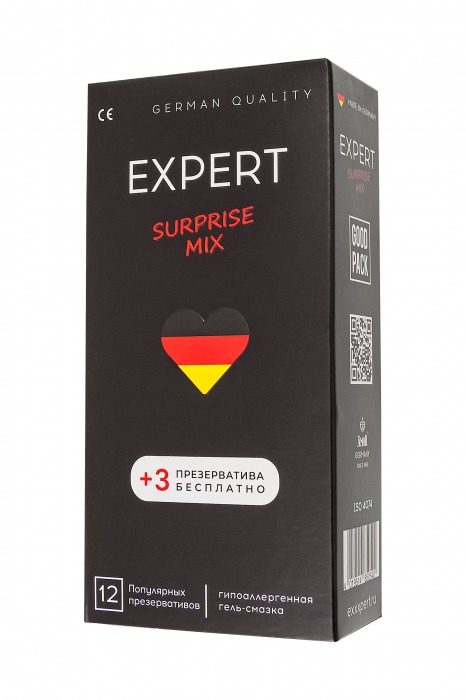 Презервативы EXPERT Surprise Mix - 12 шт.(+3 в подарок) - Expert - купить с доставкой в Саратове