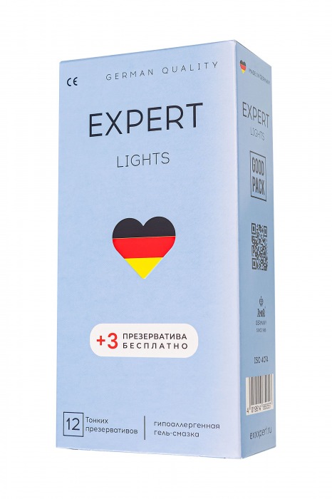 Ультратонкие презервативы EXPERT Lights - 12 шт.(+3 в подарок) - Expert - купить с доставкой в Саратове