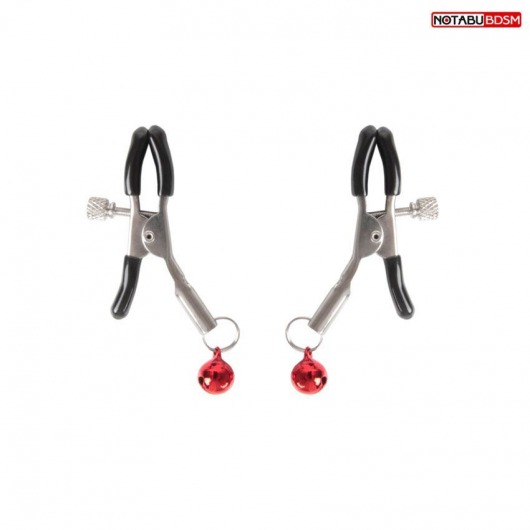 Серебристые зажимы на соски с шариками - Notabu - купить с доставкой в Саратове Серебристые зажимы на соски с шариками - Notabu - купить с доставкой в Саратове