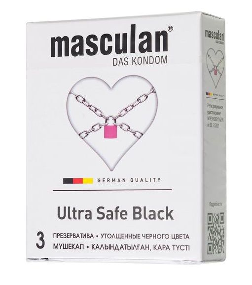 Ультрапрочные презервативы Masculan Ultra Safe Black - 3 шт. - Masculan - купить с доставкой в Саратове