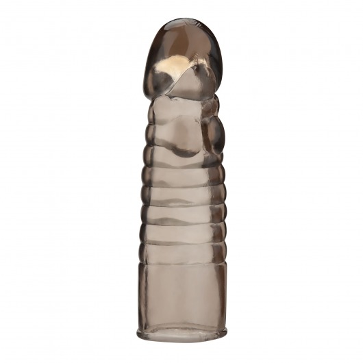 Дымчатая насадка-удлинитель Ribbed Realistic Penis Enhancing Sleeve Extension - 15,2 см. - BlueLine - в Саратове купить с доставкой