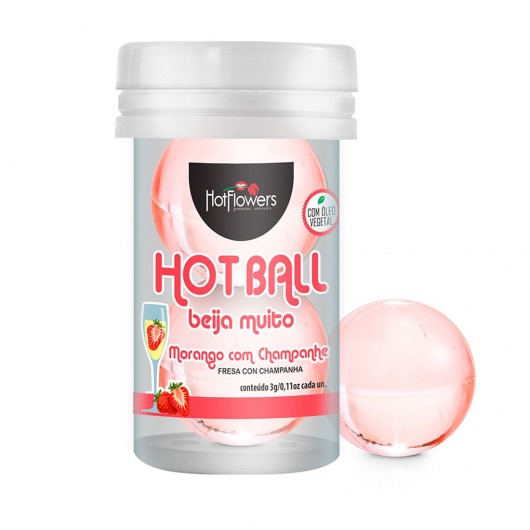 Лубрикант на масляной основе Hot Ball Beija Muito с ароматом клубники и шампанского (2 шарика по 3 гр.) - HotFlowers - купить с доставкой в Саратове