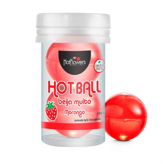 Лубрикант на масляной основе Hot Ball Beija Muito с ароматом клубники (2 шарика по 3 гр.) - HotFlowers - купить с доставкой в Саратове