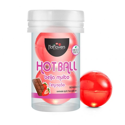 Лубрикант на масляной основе Hot Ball Beija Muito с ароматом шоколада и клубники (2 шарика по 3 гр.) - HotFlowers - купить с доставкой в Саратове