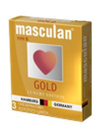 Презервативы Masculan Ultra Gold с золотым напылением и ароматом ванили - 3 шт. - Masculan - купить с доставкой в Саратове