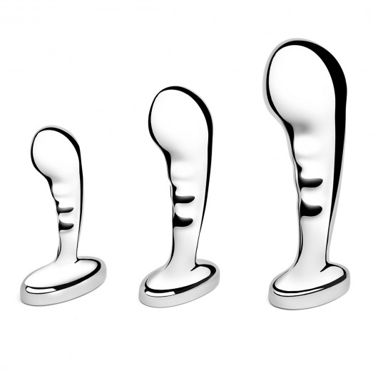 Набор из 3 стальных стимуляторов простаты Stainless Steel P-spot Training Set - b-Vibe - в Саратове купить с доставкой