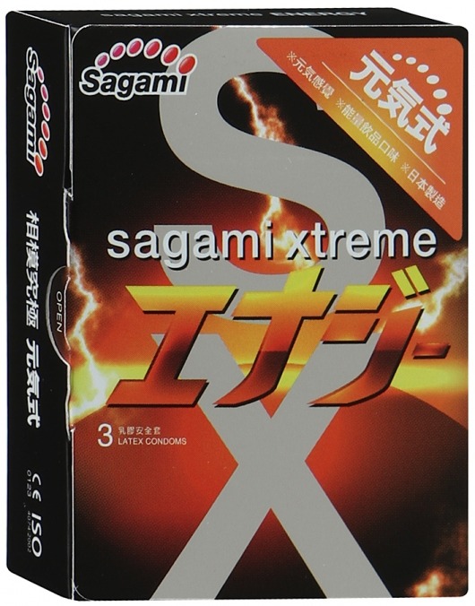 Презервативы Sagami Xtreme ENERGY с ароматом энергетика - 3 шт. - Sagami - купить с доставкой в Саратове