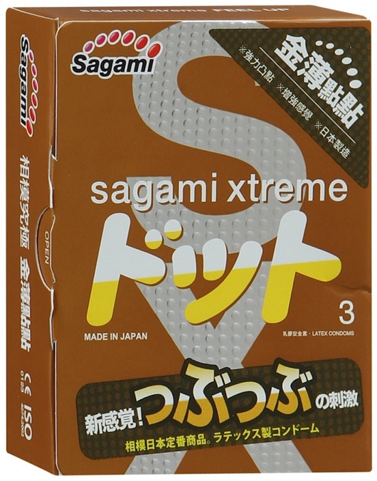 Презервативы Sagami Xtreme FEEL UP с точечной текстурой и линиями прилегания - 3 шт. - Sagami - купить с доставкой в Саратове