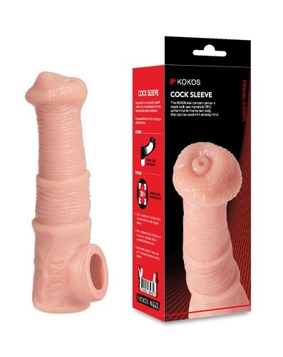 Телесная фантазийная насадка на член Cock Sleeve Size M - KOKOS - в Саратове купить с доставкой