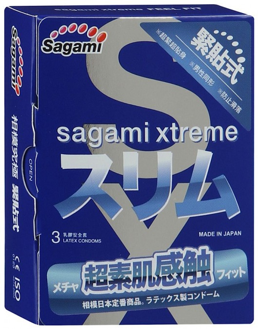 Розовые презервативы Sagami Xtreme FEEL FIT 3D - 3 шт. - Sagami - купить с доставкой в Саратове