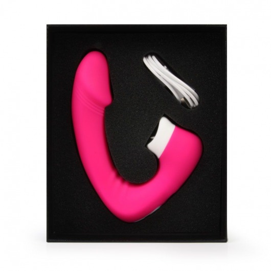 Розовый вибромассажёр с клиторальной стимуляцией - I-MOON