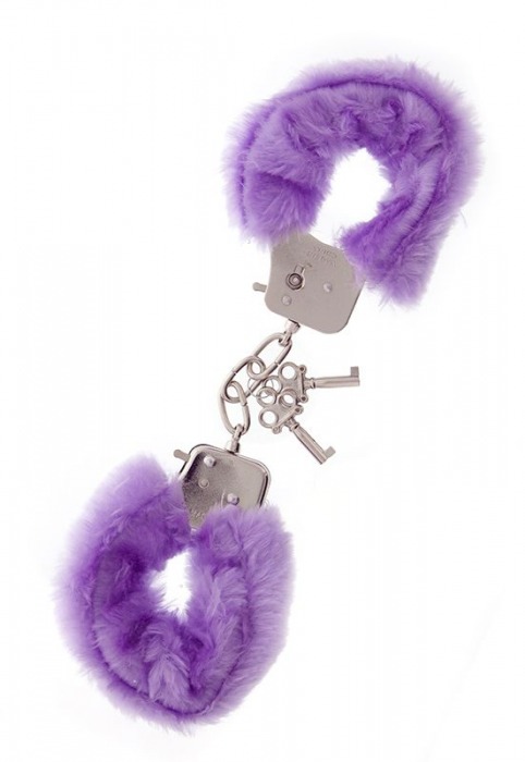 Фиолетовые меховые наручники METAL HANDCUFF WITH PLUSH LAVENDER - Dream Toys - купить с доставкой в Саратове