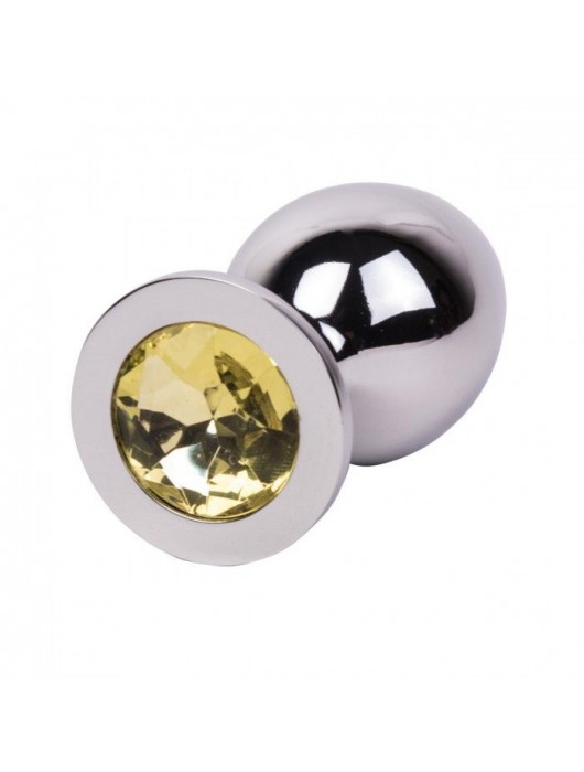 Большой стальной плаг с желтым кристаллом Sweet Lemon - 9,5 см. - Erotic Fantasy - купить с доставкой в Саратове