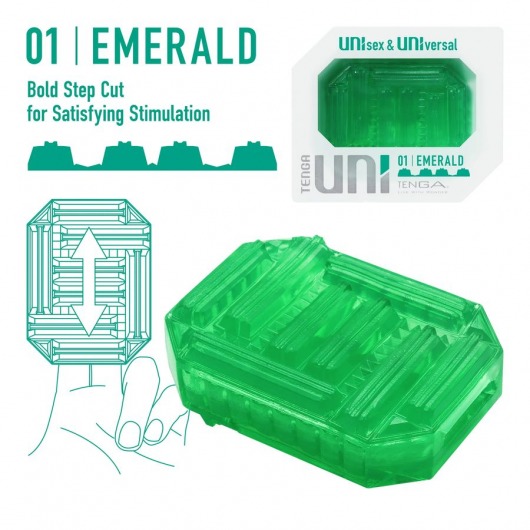 Зеленый мастурбатор-стимулятор Tenga Uni Emerald - Tenga - в Саратове купить с доставкой