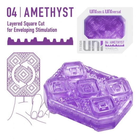 Фиолетовый мастурбатор-стимулятор Tenga Uni Amethyst - Tenga - в Саратове купить с доставкой