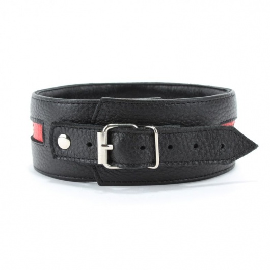 Черно-красный ошейник на пряжке - БДСМ Арсенал - купить с доставкой в Саратове