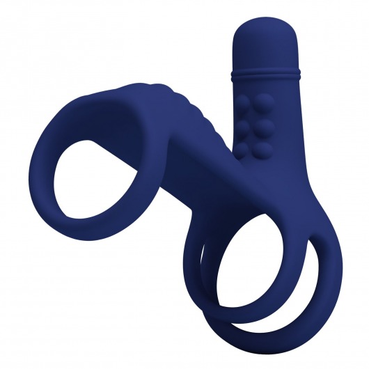 Синяя вибронасадка на пенис Vibrating Penis Sling - Baile - в Саратове купить с доставкой