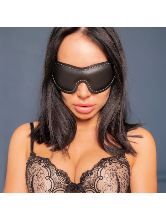 Черная мягкая закрытая маска из натуральной кожи - Crazy Handmade - купить с доставкой в Саратове