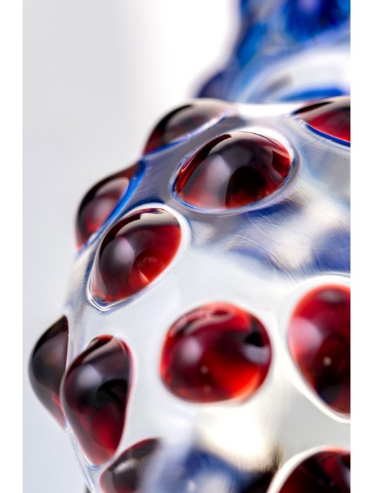 Двусторонний стеклянный фаллос с синей спиралью - 21 см. - Sexus