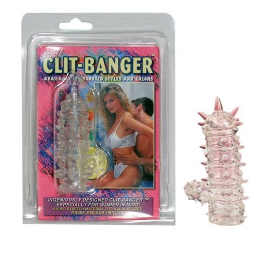 Прозрачная насадка с шипами и клиторальной шишечкой CLIT-BANGER SLEEVE IN CLEAR - Tonga - в Саратове купить с доставкой