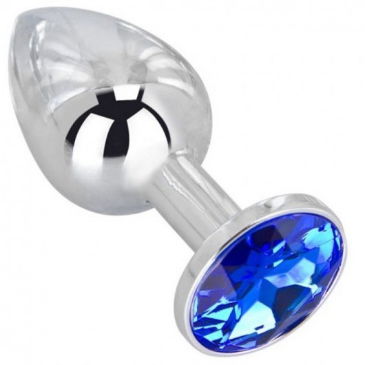 Анальное украшение BUTT PLUG  Small с синим кристаллом - 7 см. - Anal Jewelry Plug - купить с доставкой в Саратове