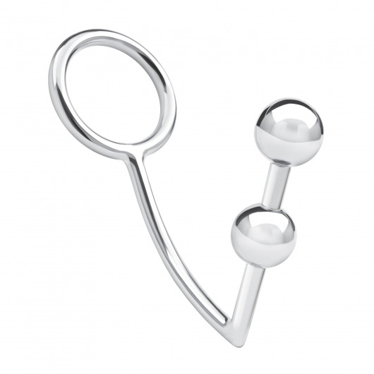 Кольцо на пенис с анальным стимулятором Two Bead Stainless Steel Anal Hook   Cock Ring - BlueLine - в Саратове купить с доставкой