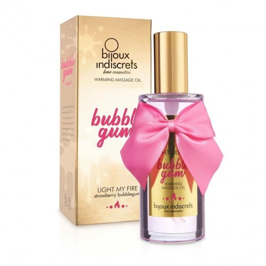 Разогревающее массажное масло Light My Fire Bubble Gum с ароматом бабл-гам - 100 мл. - Bijoux Indiscrets - купить с доставкой в Саратове