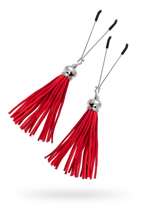 Зажимы на соски «Вилки» с красными кисточками из замши - Pecado - купить с доставкой в Саратове