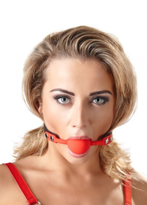 Силиконовый кляп-шар на чёрных ремешках Red Gag silicone - Orion - купить с доставкой в Саратове