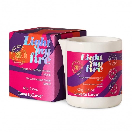 Массажная свеча Light My Fire с ароматом моной - 80 мл. - Love to Love - купить с доставкой в Саратове