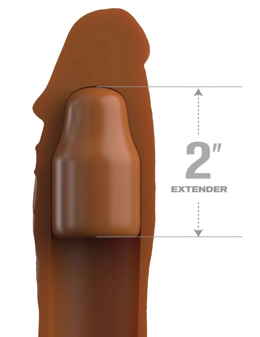 Коричневая насадка на член 2  Silicone X-tension - 20,3 см. - Pipedream - в Саратове купить с доставкой