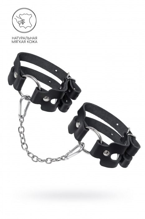 Черные кожаные оковы из двух ремешков - Pecado - купить с доставкой в Саратове Черные кожаные оковы из двух ремешков - Pecado - купить с доставкой в Саратове