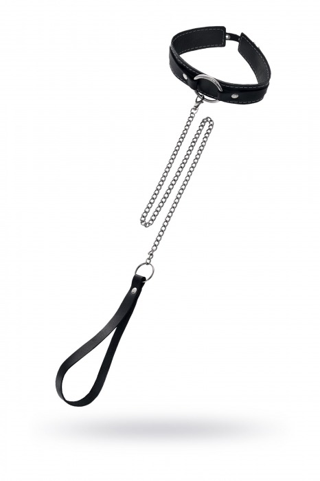 Кожаный ошейник-чокер с поводком - Pecado - купить с доставкой в Саратове