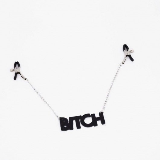 Зажимы на соски с кожаной подвеской Bitch - Crazy Handmade - купить с доставкой в Саратове