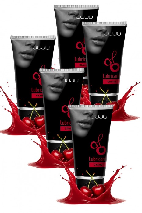 Набор из 5 съедобных лубрикантов JUJU со вкусом вишни - JuJu - купить с доставкой в Саратове