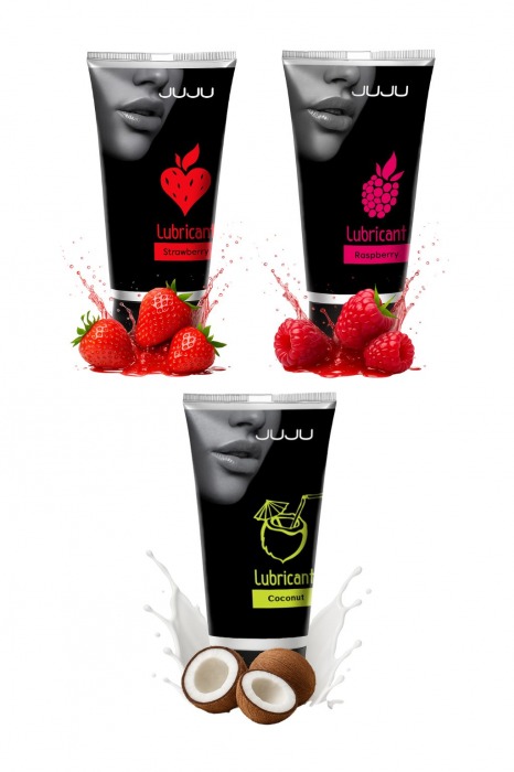 Набор из 3 съедобных лубрикантов JUJU (клубника, малина, кокос) - JuJu - купить с доставкой в Саратове